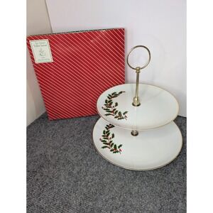 Vintage‎ 1984 Holly Two Tier Tidbit Server Macy's With Box Made in Japan